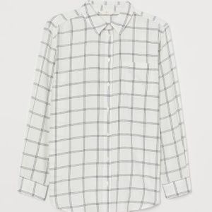 H&M L.O.G.G. White Windowpane Plaid Flannel Shirt